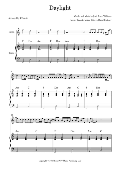 Daylight (arr. BTmusic)