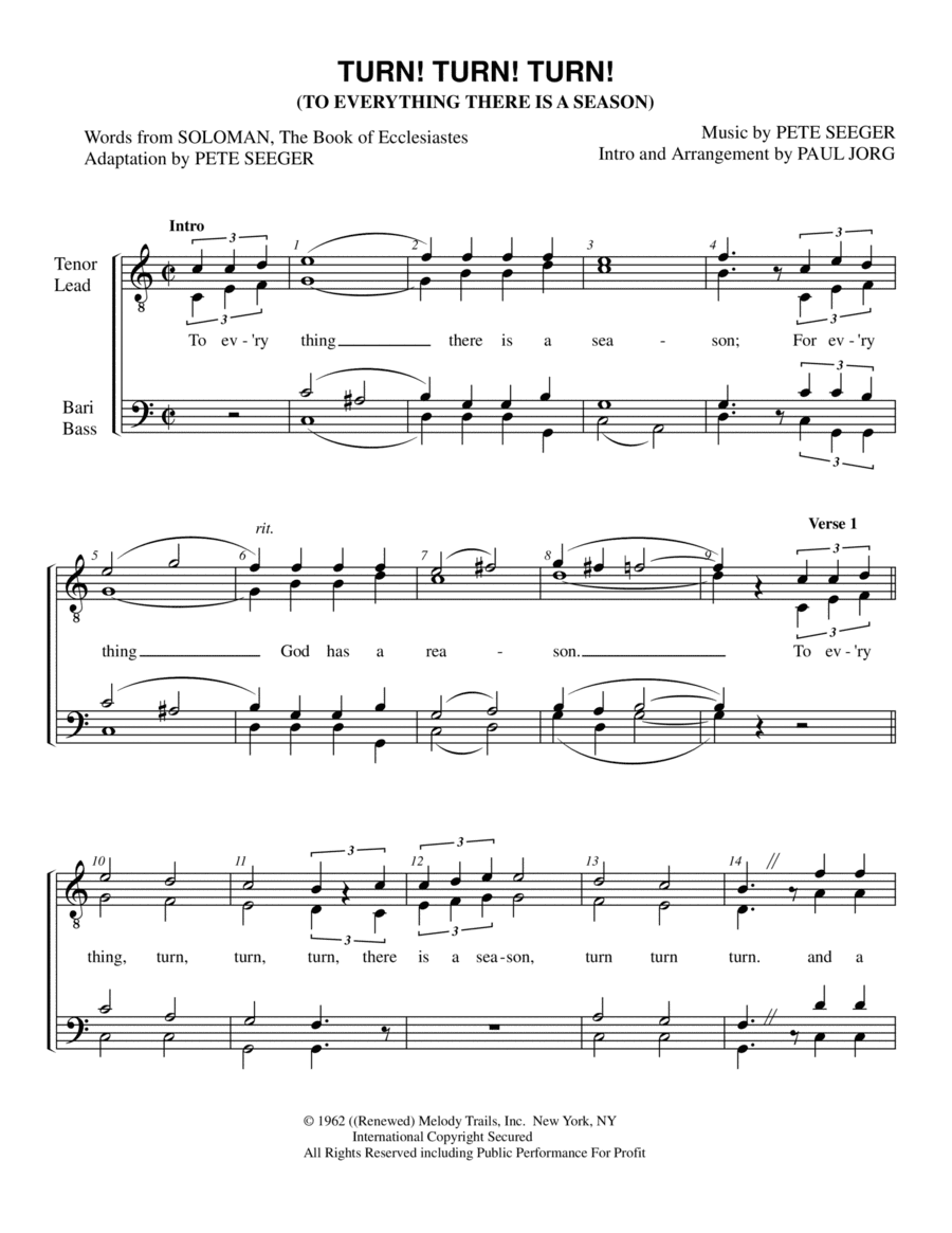 Turn! Turn! Turn! (to Everything There Is A Season) (arr. Paul A. Jorg)