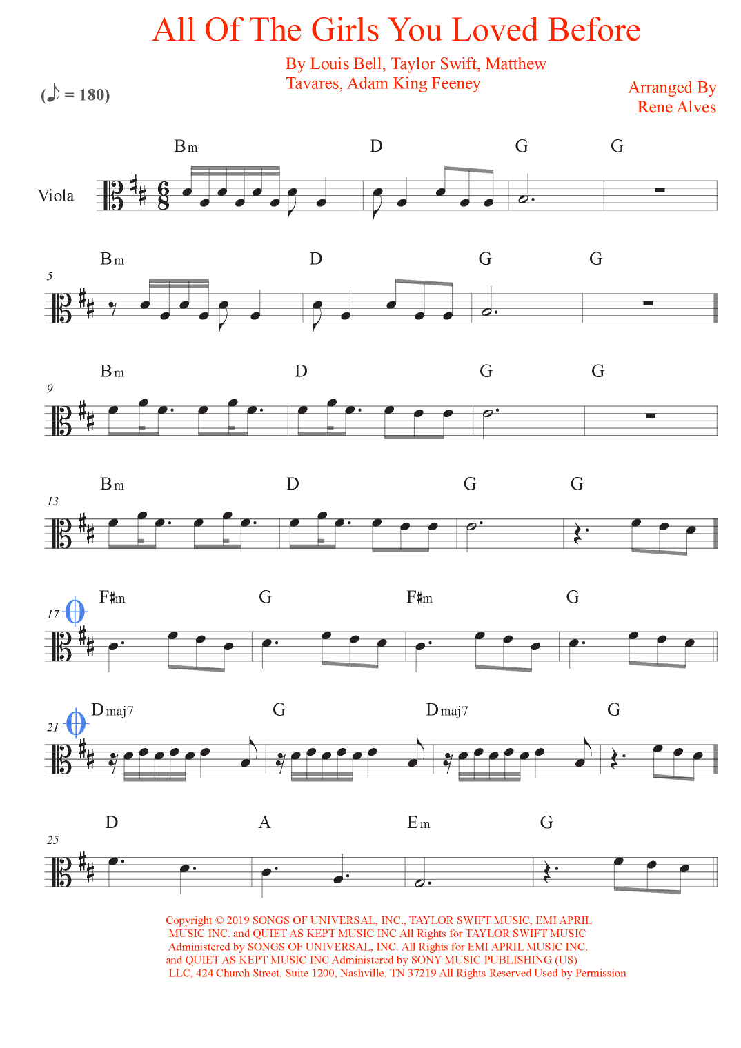 All Of The Girls You Loved Before (arr. Rene Alves)