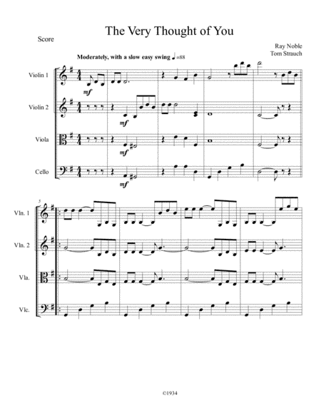 The Very Thought Of You (arr. Thomas Strauch)