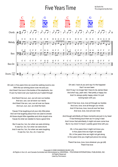 5 Years Time (arr. Alex Davis)