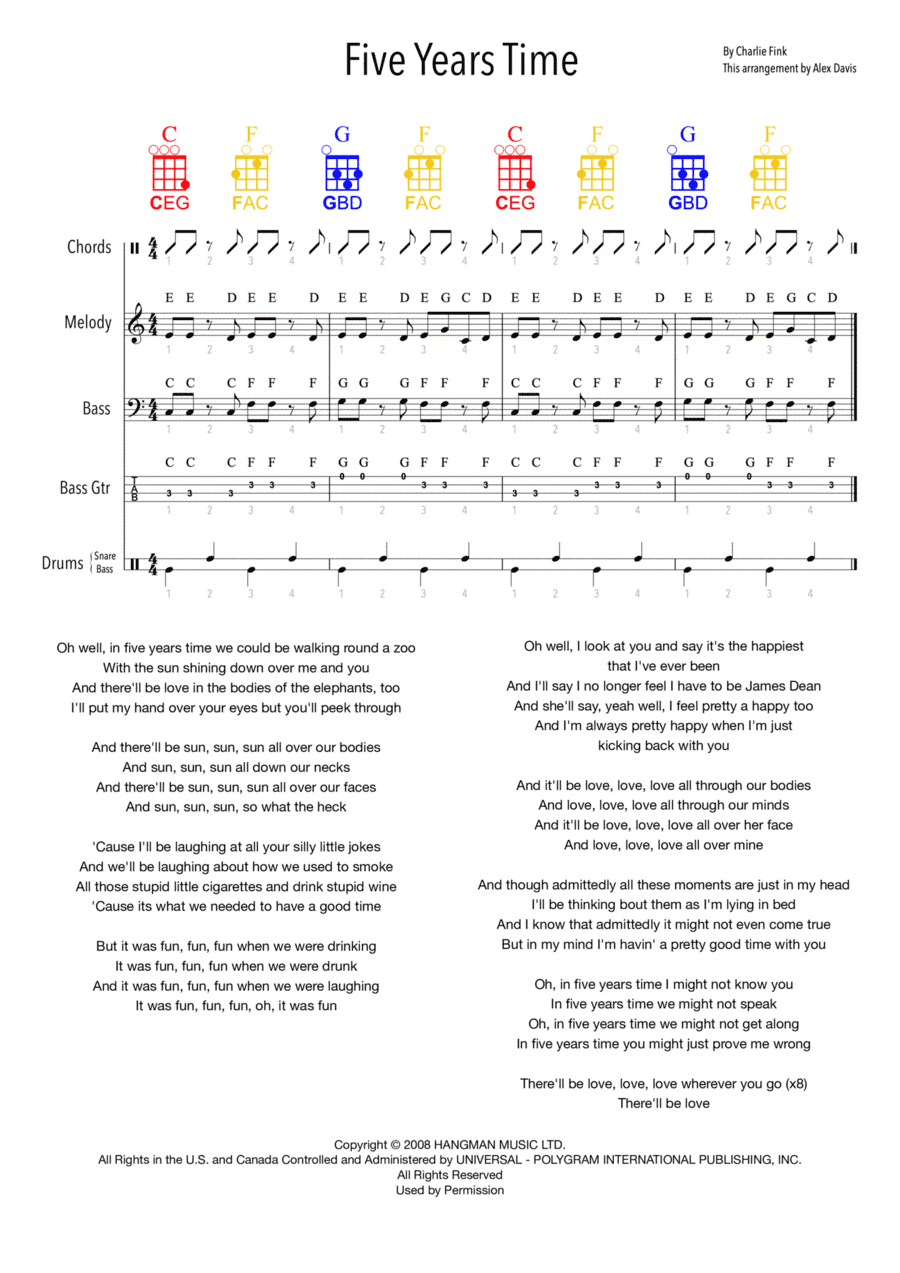 5 Years Time (arr. Alex Davis)