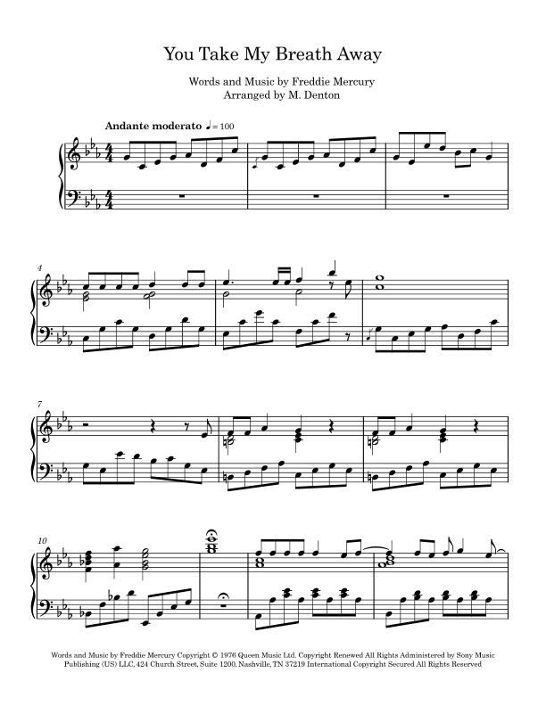 You Take My Breath Away (arr. Margaret Denton)