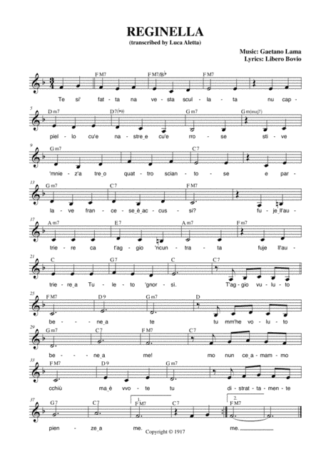Reginella (arr. Luca Aletta)