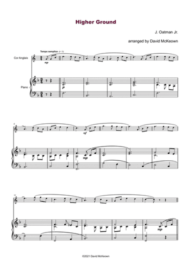 Higher Ground, Gospel Hymn for Cor Anglais and Piano (arr. David McKeown)