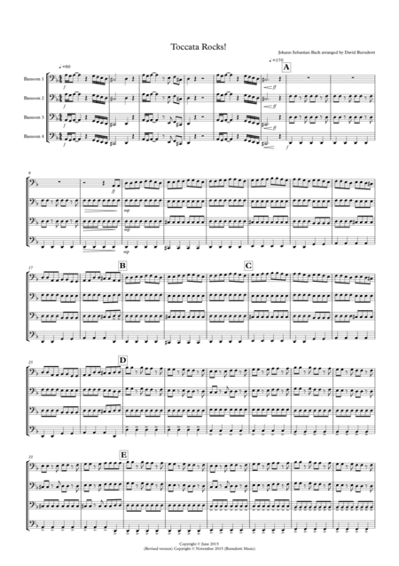 Toccata by Bach Rocks! for Bassoon Quartet (arr. David Burndrett)