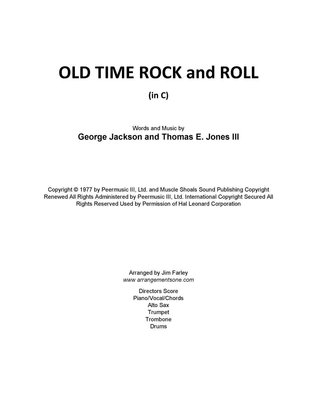 Old Time Rock & Roll (arr. Jim Farley)