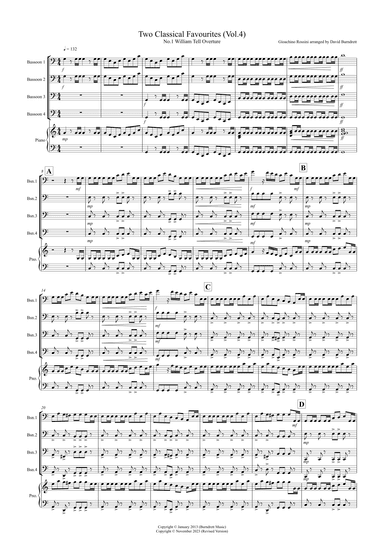 2 Classical Favourites for Bassoon Quartet (volume four) (arr. David Burndrett)