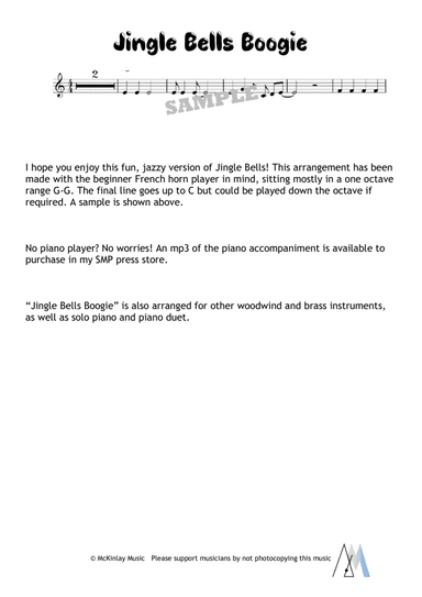 Jingle Bells Boogie - for solo French horn (arr. L. McKinlay)