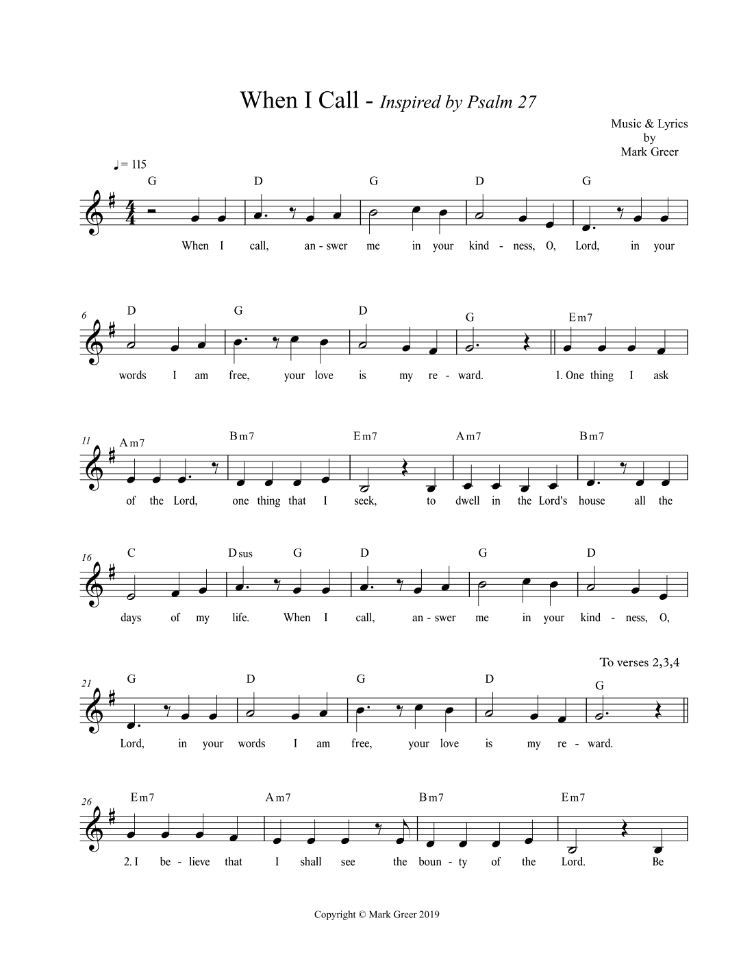 When I Call - Inspired by Psalm 27