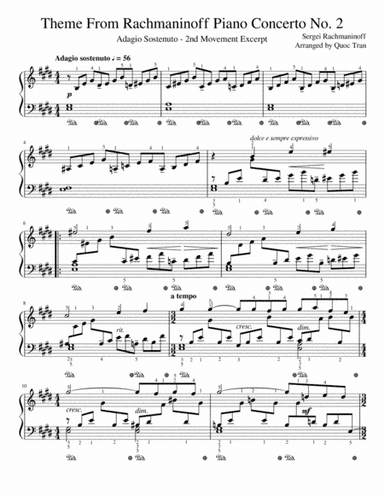 Theme from Rachmaninoff Piano Concerto No. 2 - Adagio Sostenuto - 2nd Movement Excerpt (arr. Quoc Tran)
