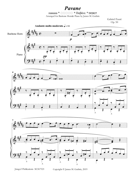 Fauré: Pavane Op. 50 for Baritone Horn & Piano (arr. James M. Guthrie)