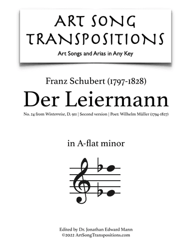 SCHUBERT: Der Leiermann, D. 911 no. 24 (transposed to A-flat minor) (arr. ArtSongTranspositions.com)