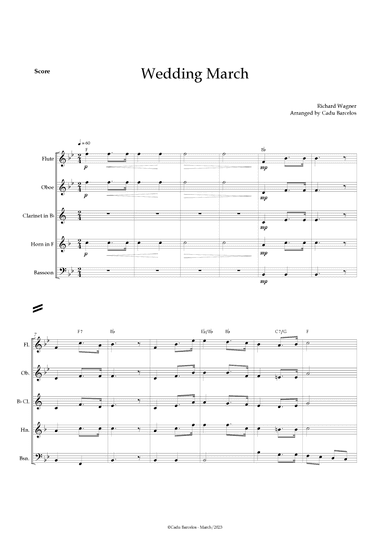 Wedding March (Wagner)  Woodwing Quintet Chords (arr. Cadu Barcelos)