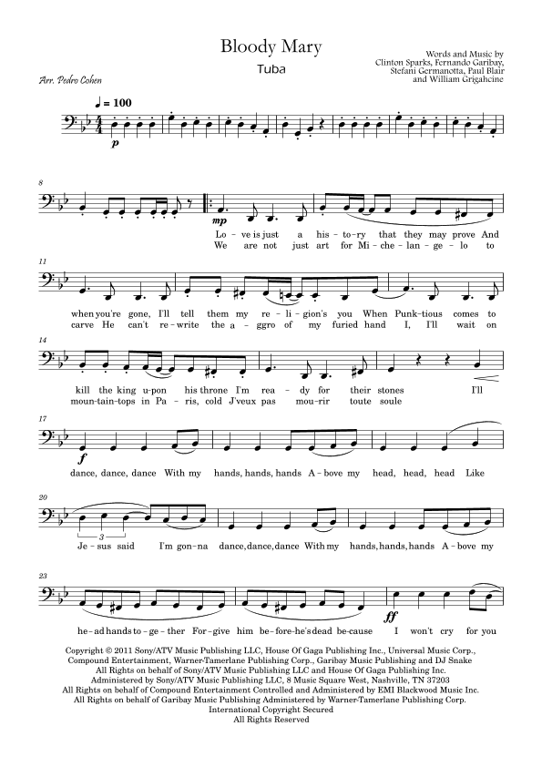 Bloody Mary (arr. Pedro Cohen)