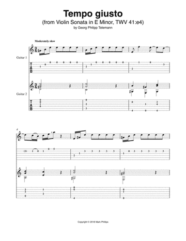 Tempo giusto (from Violin Sonata in E Minor, TWV 41:e4) (arr. Mark Phillips)