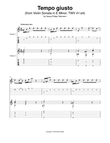 Tempo giusto (from Violin Sonata in E Minor, TWV 41:e4) (arr. Mark Phillips)