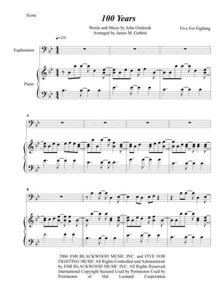100 Years (arr. James M. Guthrie, ASCAP)