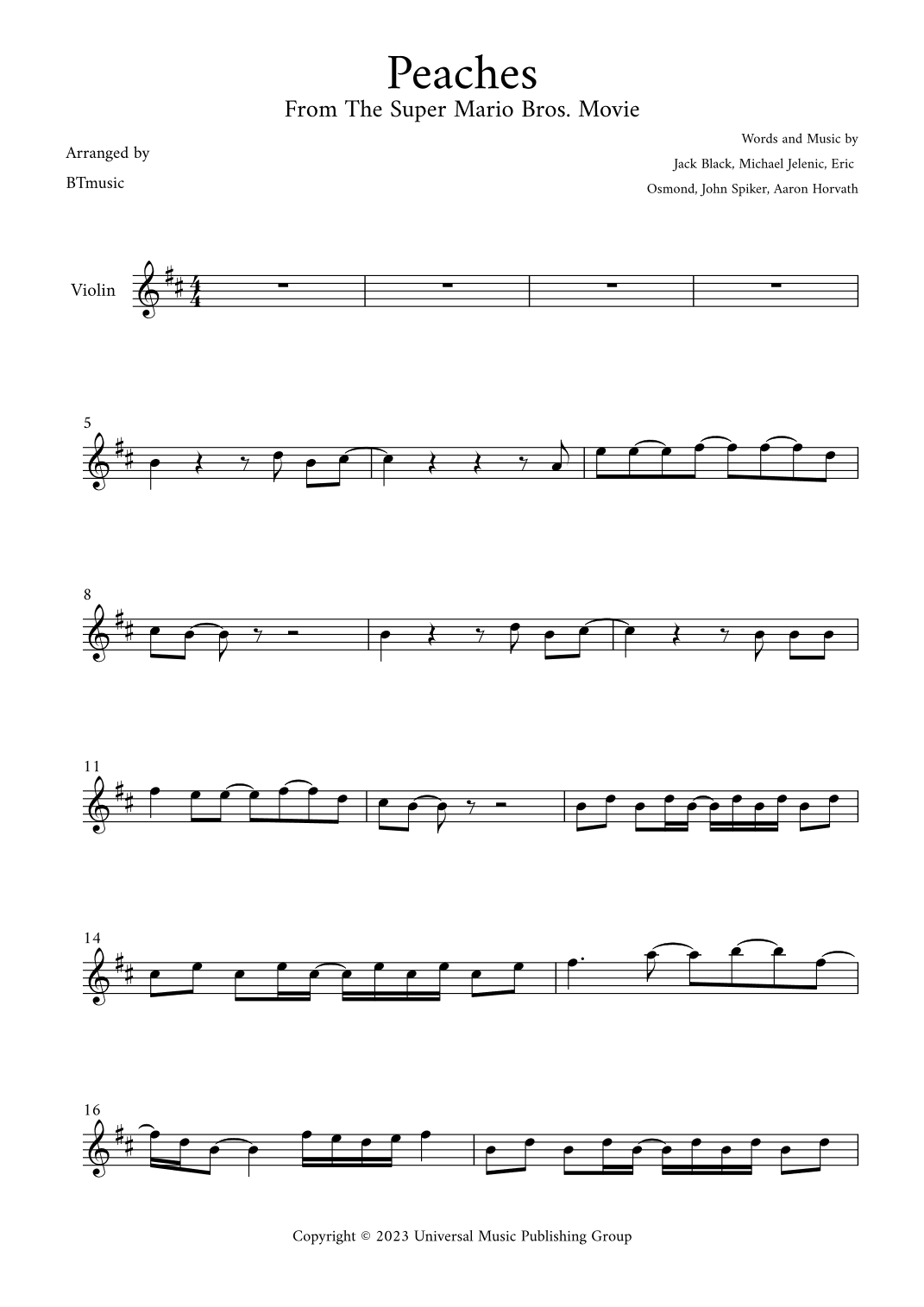 Peaches (arr. BTmusic)
