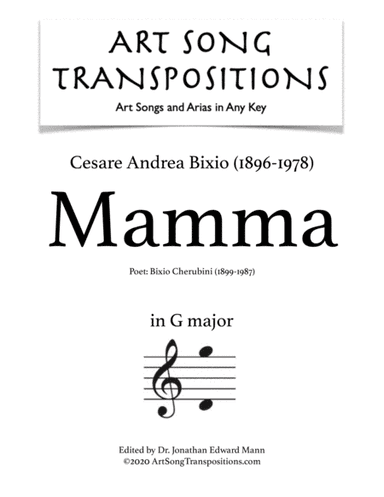 Mama (mamma) (arr. ArtSongTranspositions.com)