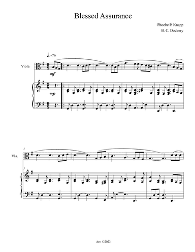 Blessed Assurance (Viola Solo with Piano Accompaniment) (arr. B. C. Dockery)