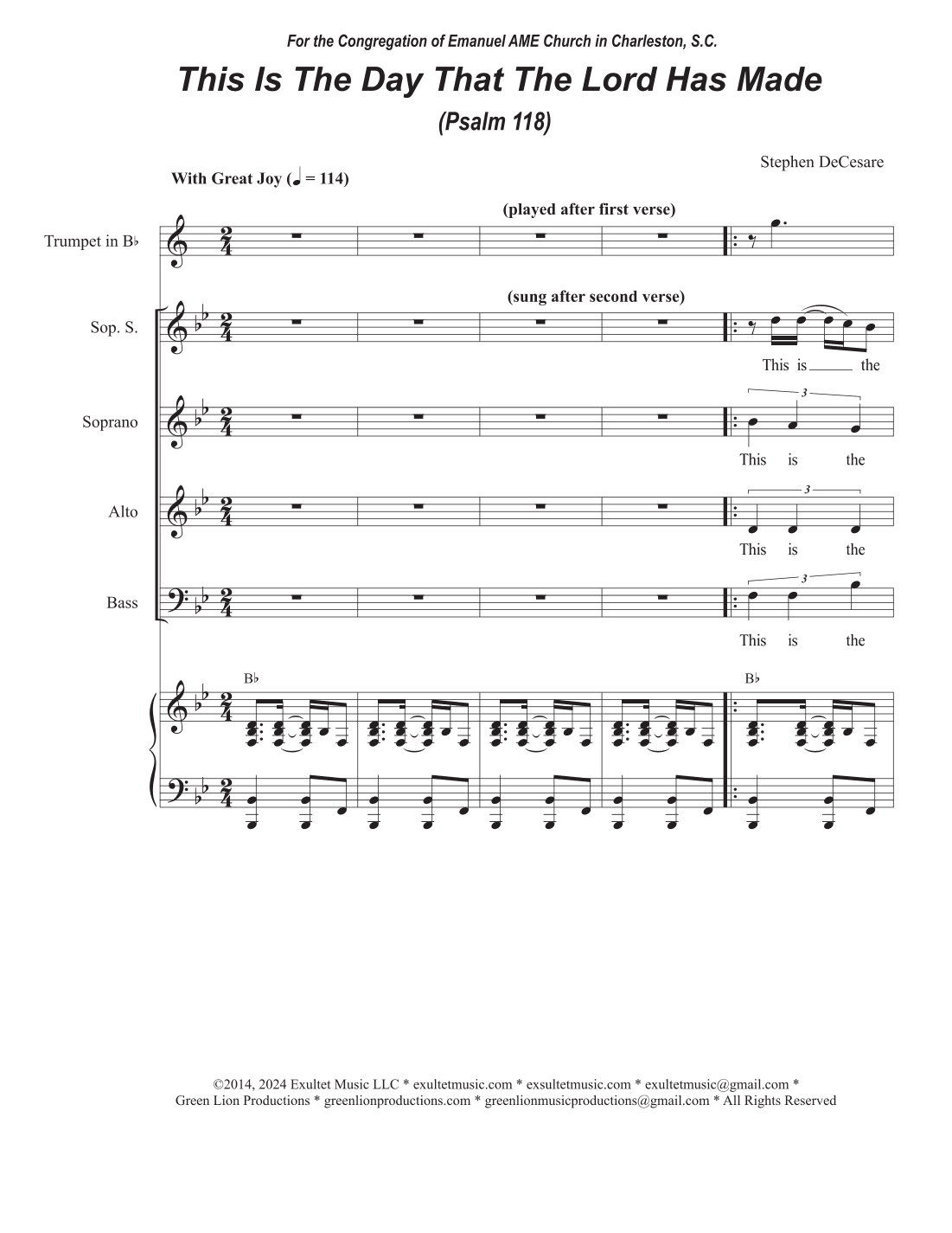 This Is The Day That The Lord Has Made (Psalm 118) (Vocal Trio - (SAB)