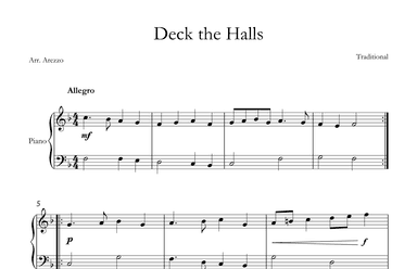 deck the halls for piano sheet music (arr. Arezzo Music)