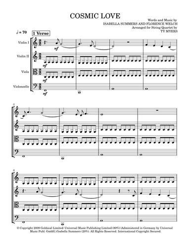 Cosmic Love (arr. Ty Myers)