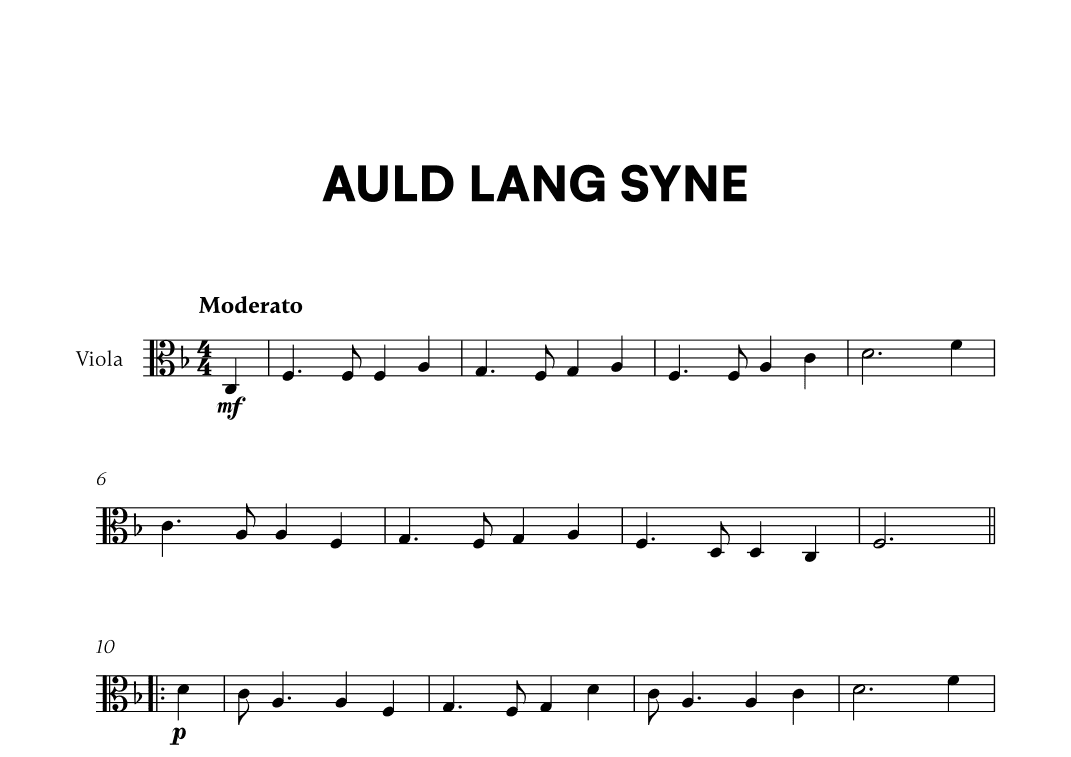Traditional - Auld Lang Syne for Viola Solo (arr. Cadenza Editions)
