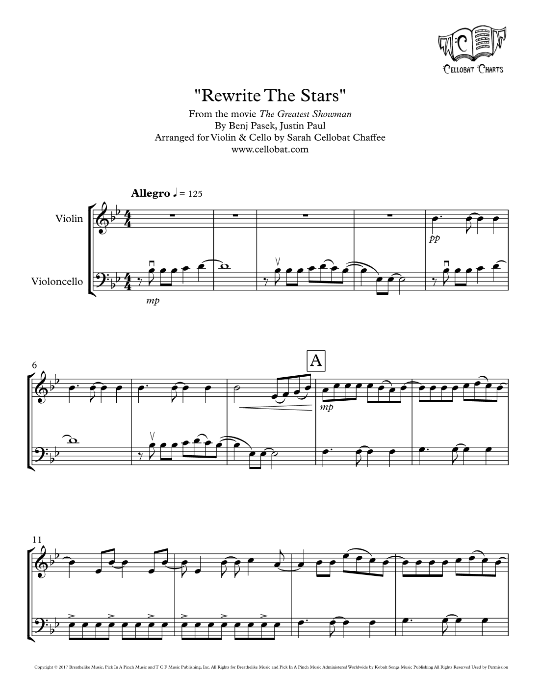 Rewrite The Stars (arr. Sarah Cellobat Chaffee)