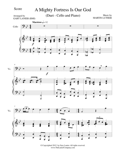 A MIGHTY FORTRESS IS OUR GOD (Duet – Cello and Piano/Score and Parts) (arr. Gary Lanier)