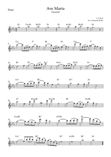 Ave Maria (Gounod) for Flute Solo with Chords (Eb Major) (arr. Fernando Britto)