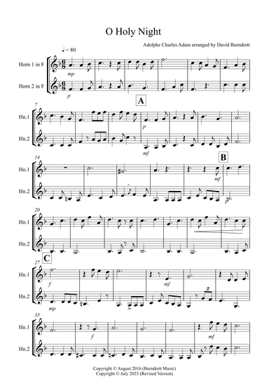O Holy Night for Horn Duet (arr. David Burndrett)