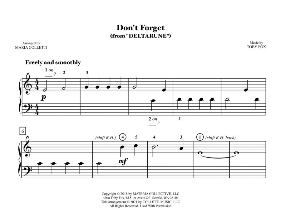 Don't Forget (arr. Maria Colletti)