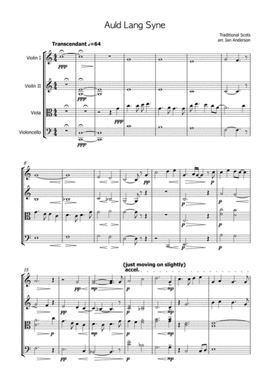 Robert Burns: Auld Lang Syne (original version) (string quartet) (arr. Ian Anderson)