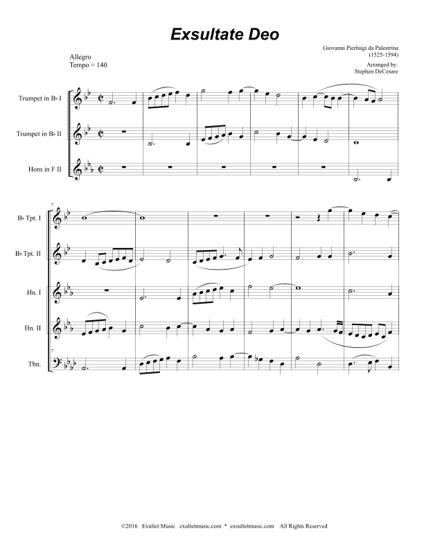 Exsultate Deo (for Brass Quintet) (arr. Stephen DeCesare)