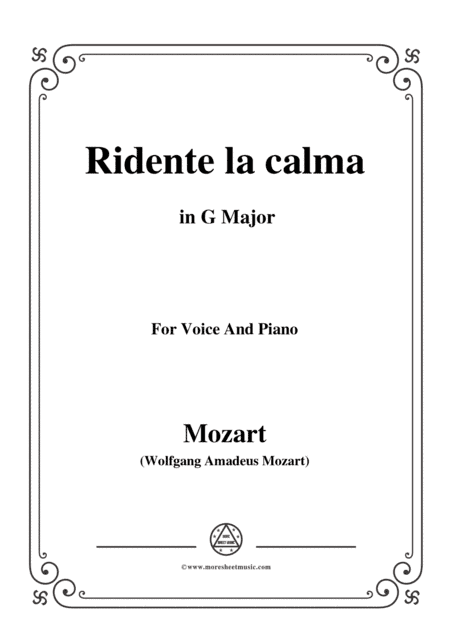 Mozart-Ridente la calma,in G Major,for Voice and Piano (arr. MSM)