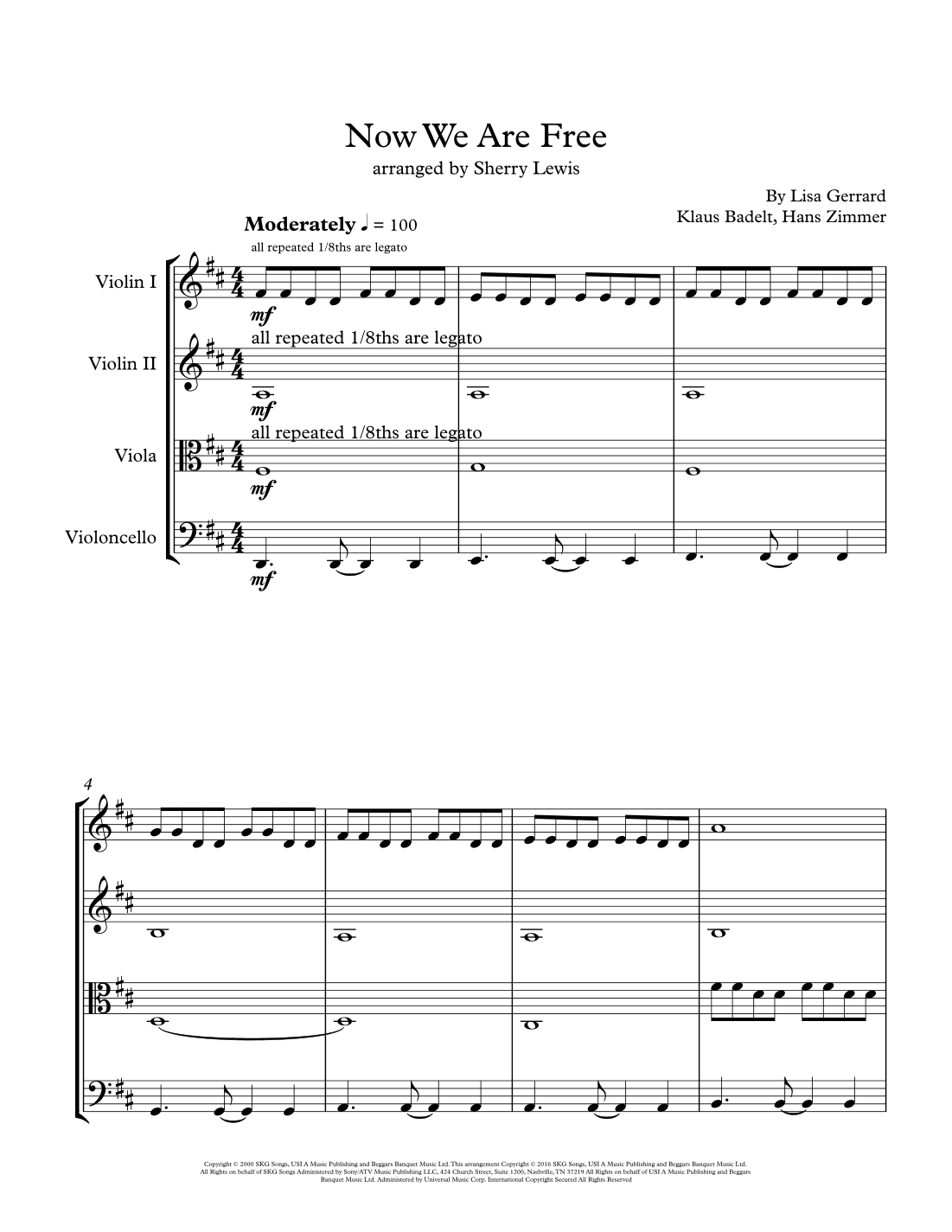 Now We Are Free (arr. Sherry Lewis)