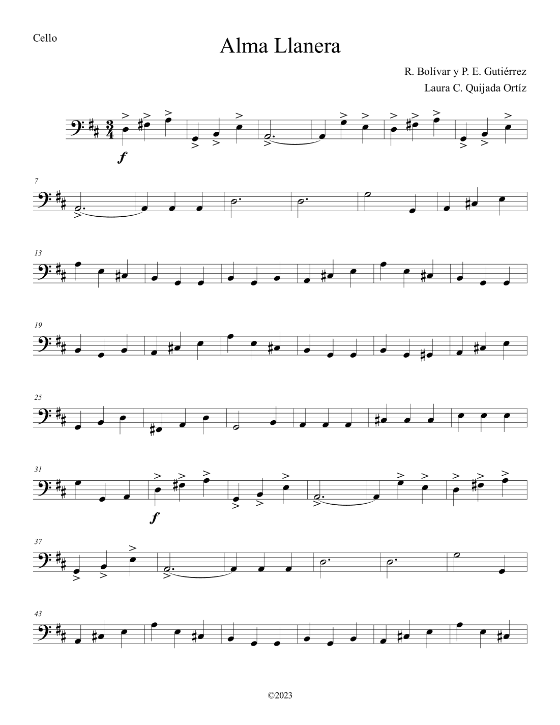 Alma Llanera. String orchestra. EASY. Score & parts. (arr. Laura C. Quijada Ortíz)