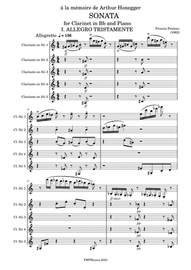Sonata para clarinete en sib y piano. F. Poulenc (arr. Flavia Méndez)