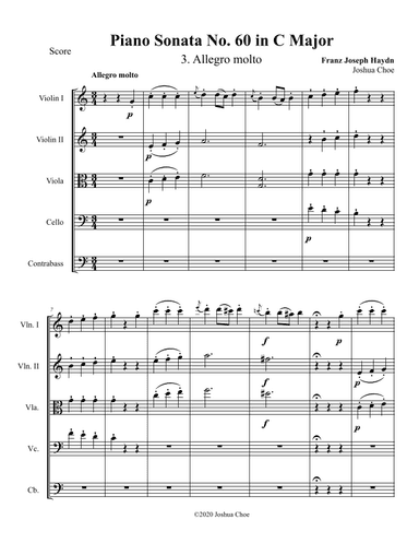 Piano Sonata in C major, Hob.XVI:50, Movement 3 (arr. Joshua Choe)