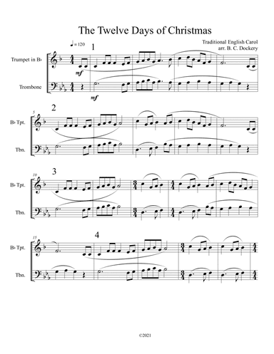 The Twelve Days of Christmas (Trumpet and Trombone Duet) (arr. B. C. Dockery)
