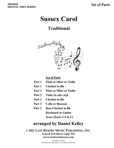 Sussex Carol for String Trio (or Wind Trio or Mixed Trio) Music for Three (arr. Last Resort Music Publishing)
