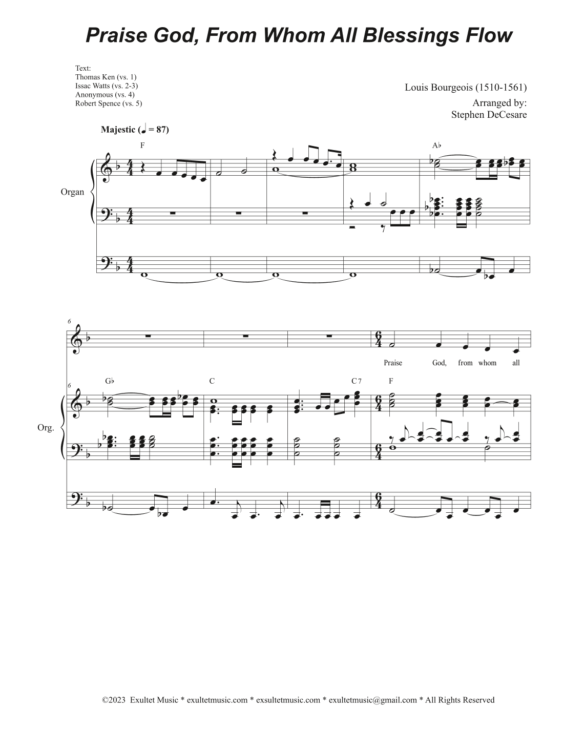 Praise God, From Whom All Blessings Flow (Unison choir - High Key) (arr. Stephen DeCesare)