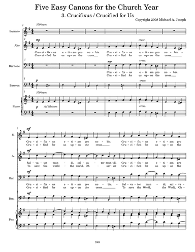 Five Easy Canons for the Church Year #3. Crucifixus (Crucified for Us) with an optional bassoon part