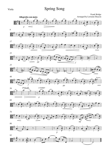 Spring Song (Frank Bridge) String Quartet Violin Viola Cello (arr. Lorraine Deacon)