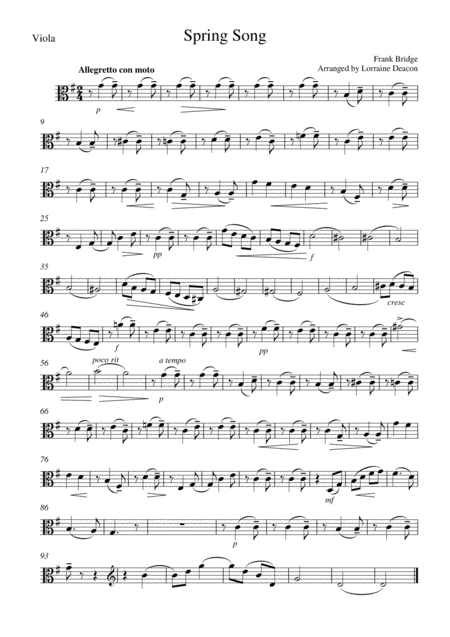 Spring Song (Frank Bridge) String Quartet Violin Viola Cello (arr. Lorraine Deacon)