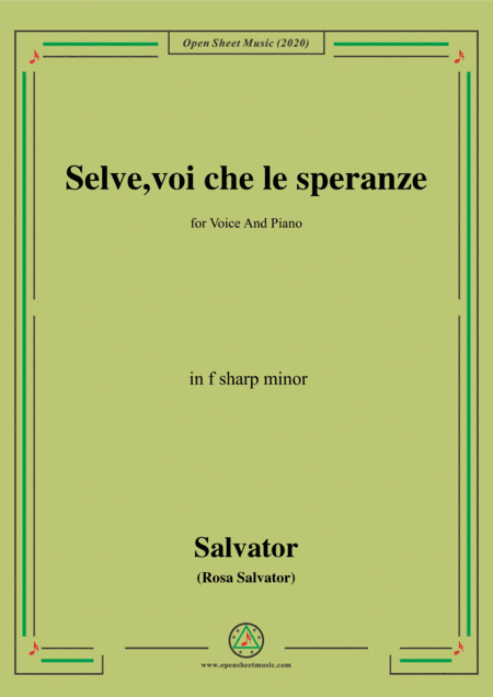 Rosa-Selve,voi che le speranze,in f sharp minor,for Voice and Piano (arr. MSM)