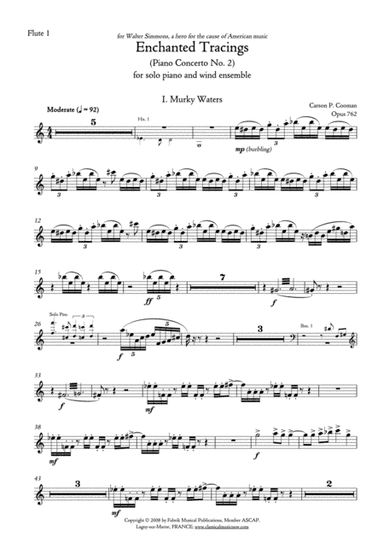Carson Cooman Enchanted Tracings (Piano Concerto No. 2) (2008) for solo piano and wind ensemble, flu