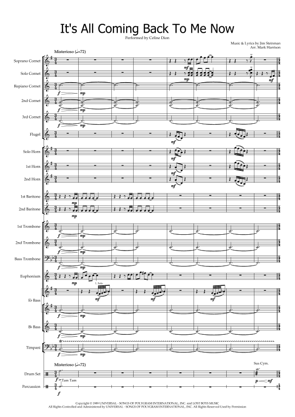 It's All Coming Back To Me Now (arr. Mark Harrison)